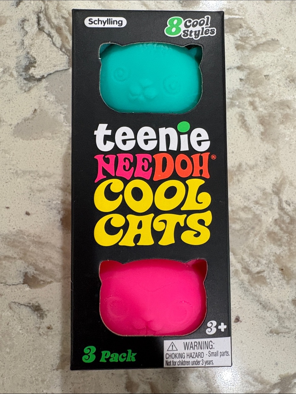 Teenie Needoh Cool Cats 3-Pack Cat Toy Set - Teal & Pink